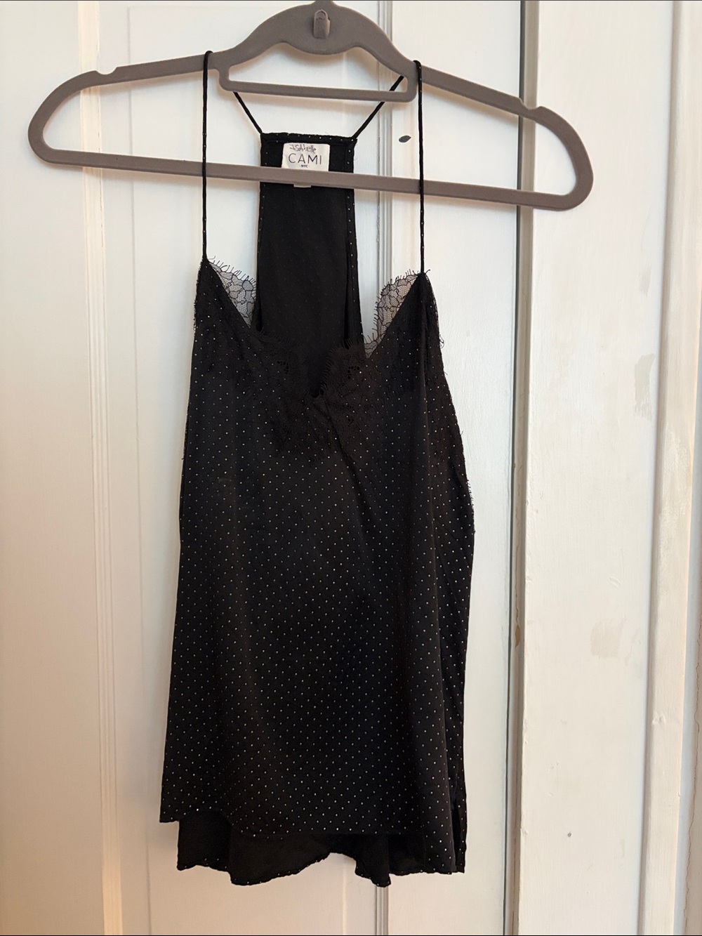 Cami NYC Black Polka Dot Silk Camisole